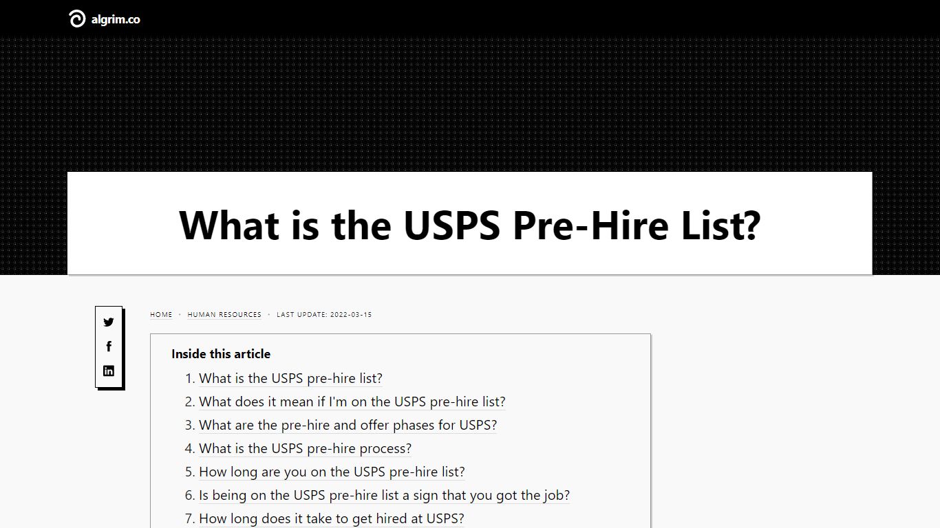 What is the USPS Pre-Hire List? - Algrim.co