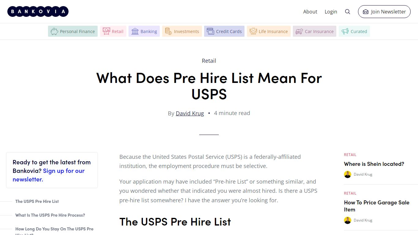 What Does Pre Hire List Mean For USPS - Bankovia